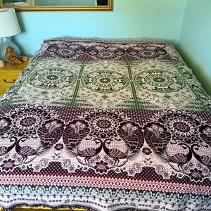 Annaldas Solapuri Chaddar Pink Maroon Green Peacock Traditional Indian Blanket